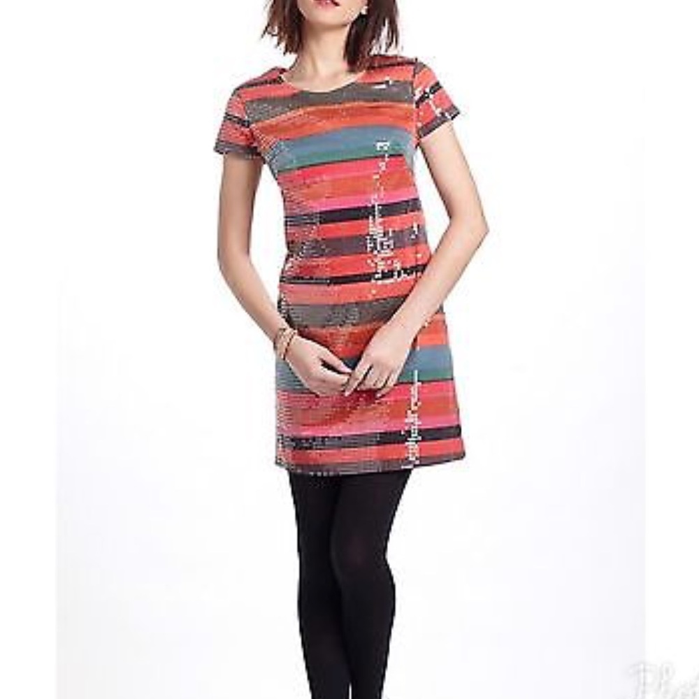 Anthropologie Striped Sequin Dress